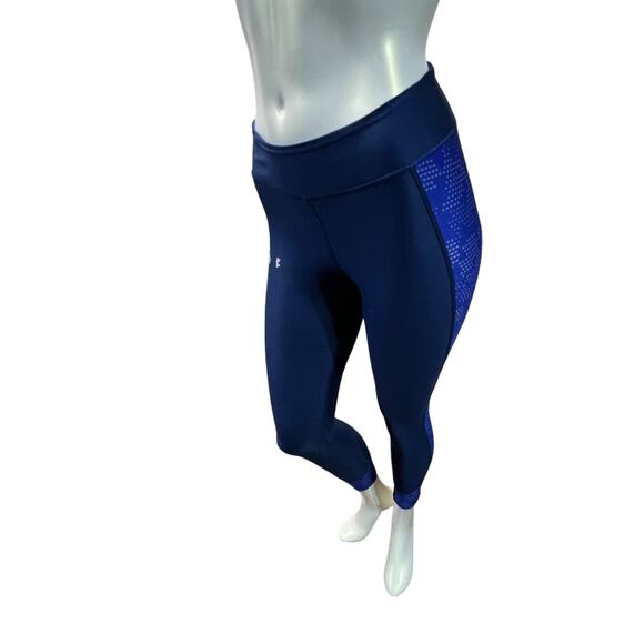 Under Armour Blue Geometric Print Compression Athletic Leggings XS Workout - Picture 10 of 13